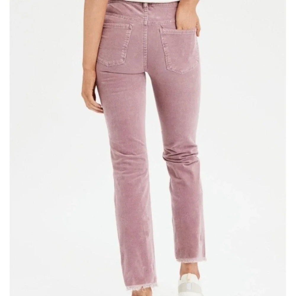 American Eagle Hi-Rise Crop‎ Flare Dusty Pink Corduroy Pants Size 2 Distressed